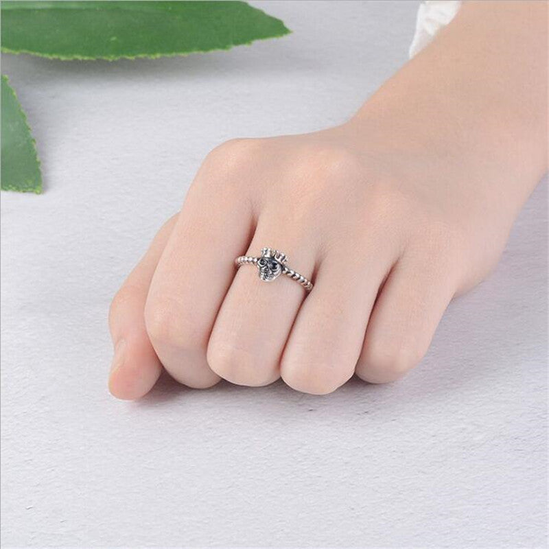 Womens Copper Ring With Twist Skull Design Retro Thai Silver Plated Animal Zodiac Ring Korean Fashion Jewelry Non