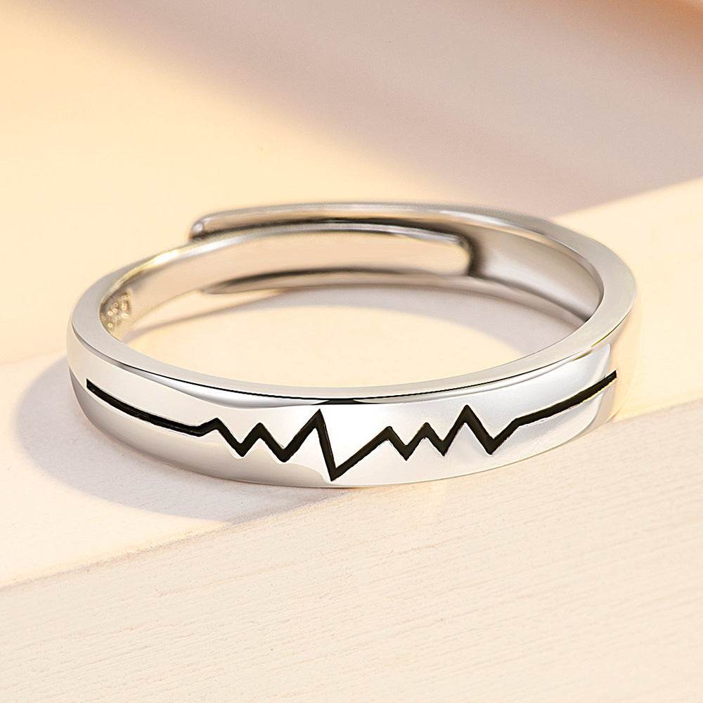 Adjustable Matching Couple Rings For Him And Her Promise Rings Copper With Platinum Plated White Tone Polished