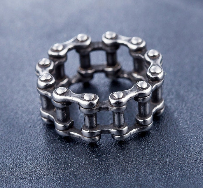 Stainless Steel Link Chain Motorcycle Rings Punk Rock Biker Jewelry Love Accessories Birthday Gifts Men Size 8