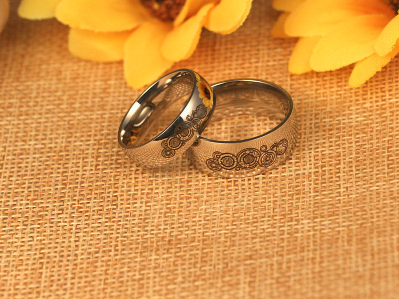 Geometric Titanium Steel Ring Unisex Lightweight Band