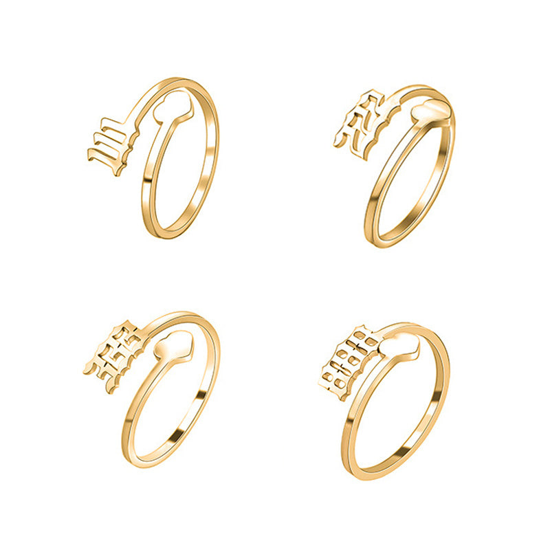 Angel Number Ring Stainless Steel Gold Heart Adjustable Unisex Vintage Fashion Classic Ring For Everyone Today