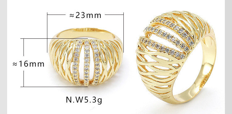 Zirconia Ring Birds Nest Shaped Geometric Copper Electroplated Fashion Jewelry For Daily Wear Special Occasions