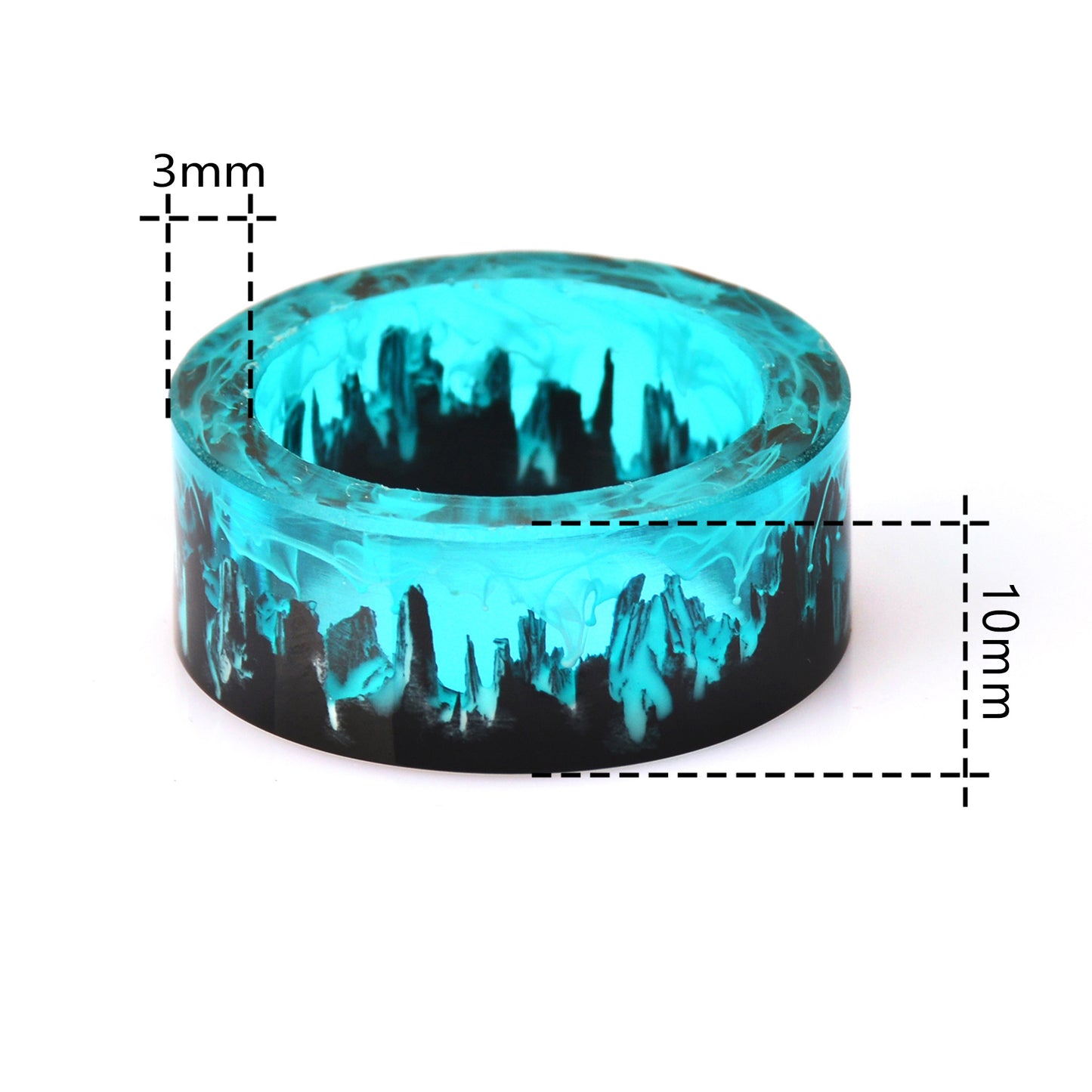 Unisex Resin Ring Blue Forest Epoxy Jewelry Creative Design Durable Handcrafted Gift For Men Women Style Flair