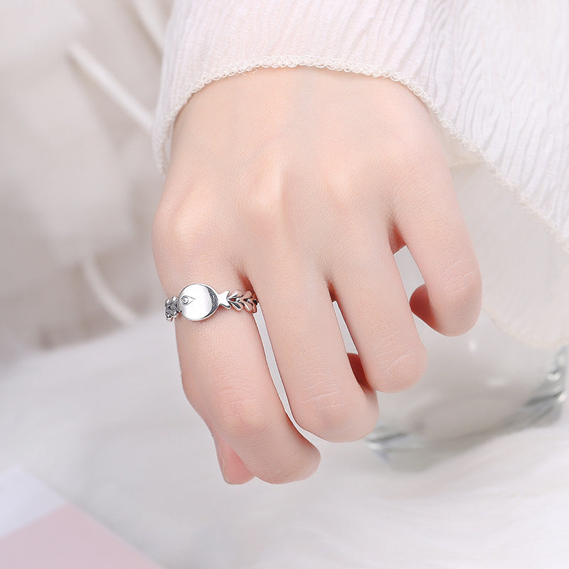 Womens Silver Fish Ring Adjustable Opening Unique Design Face Width 0 9cm Individually Packed Jewelry Gift Box