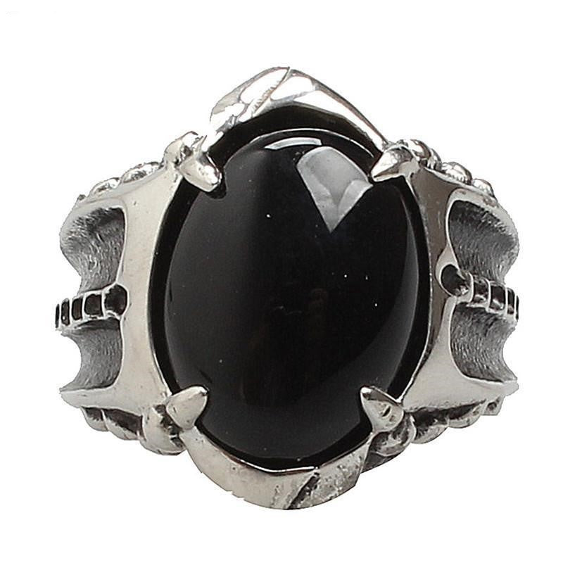 Mens Titanium Steel Ring With Gemstone Vintage Punk Gothic Retro Jewelry Gift For Him Ideal For Everyday Style