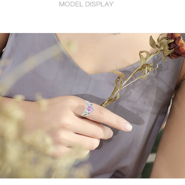 Two Tone Love Diamond Ring For Two Women Matching Heart Double Ring Jewelry White Copper Plated Finish Platinum Shine