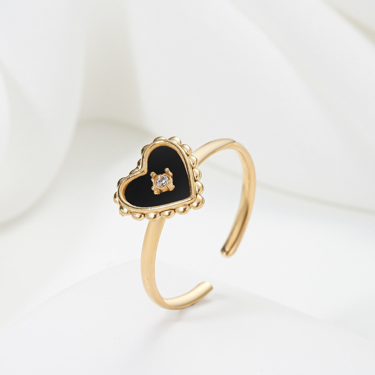 Womens Inlaid Zircon Ring Open Adjustable Geometric U Shape Copper Ring Korean Ring Elegant Ring Womens Jewelry Gift for Her Party Ring Fashion Ring Simple Ring