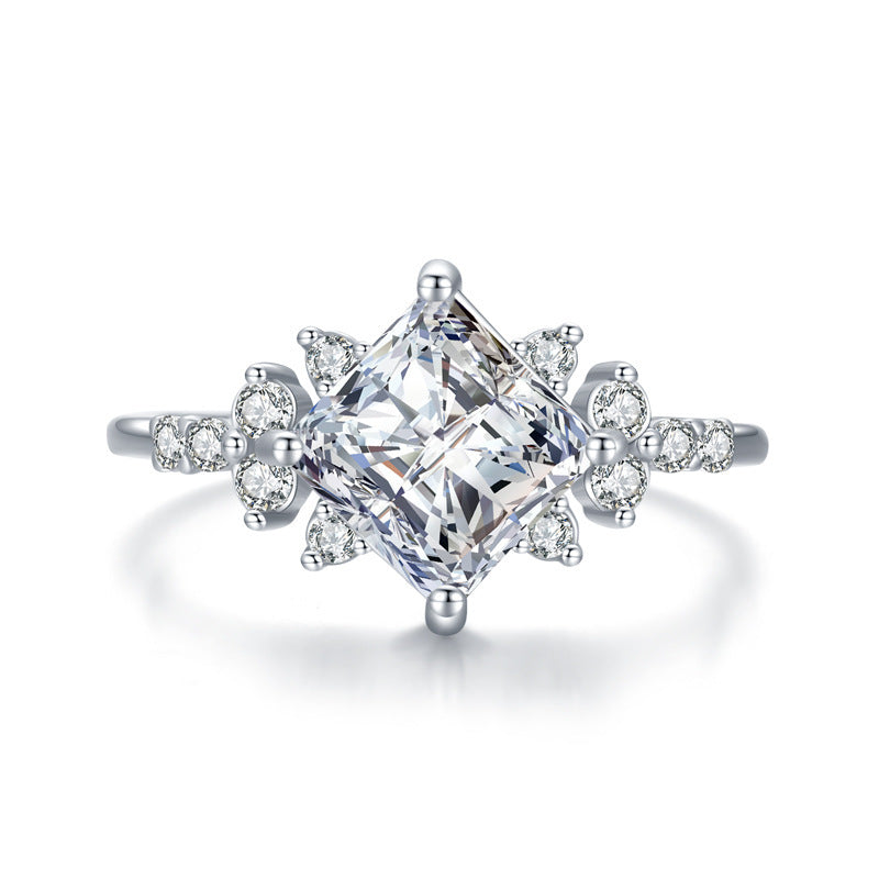 Womens Sterling Silver Ring Gold Plated Zircon Wide Band Jewelry With Cubic Zirconias For Her US Sizes 5 6 7 8