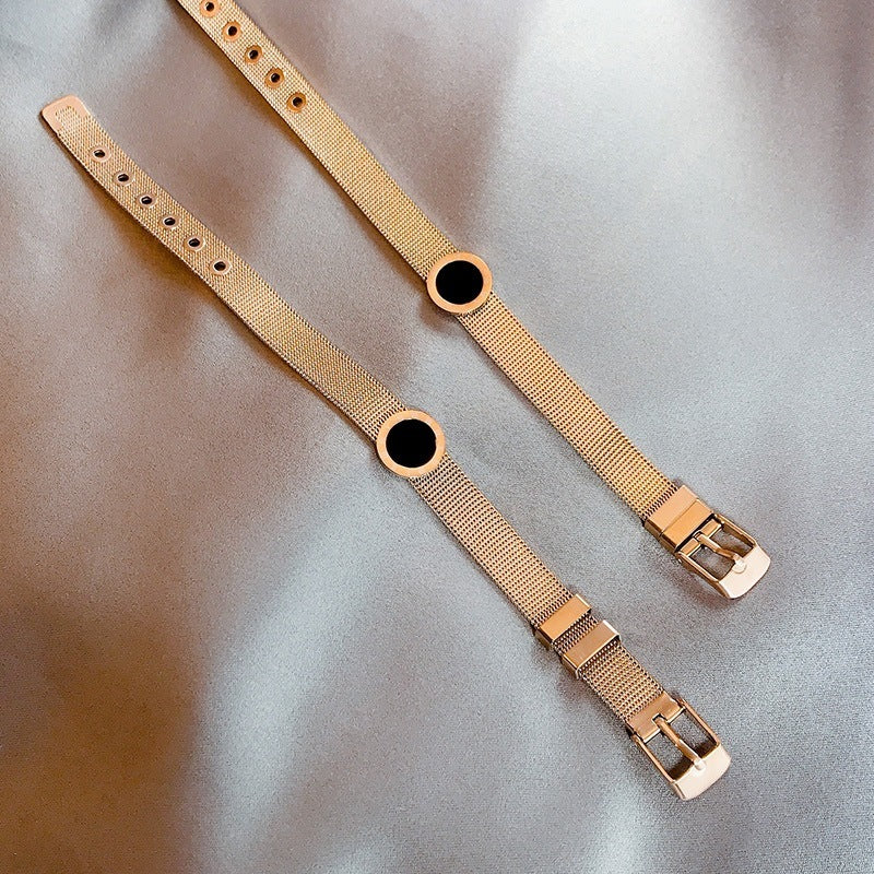 Womens Titanium Steel Diamond Bangle Bracelet Geometric Bend Connection Rose Gold And Gold Sleek Everyday Wear Elegant