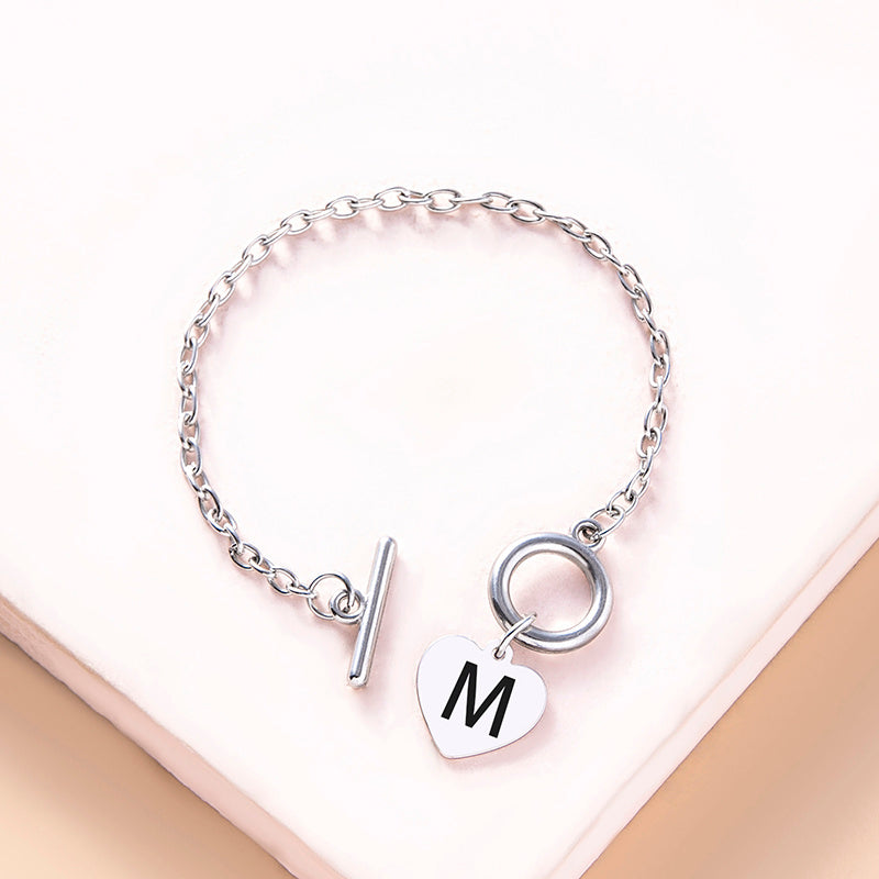 Womens Silver Stainless Steel Link Chain Bracelet With Heart Charm And Buckle Clasp Fashion Jewelry For Ladies