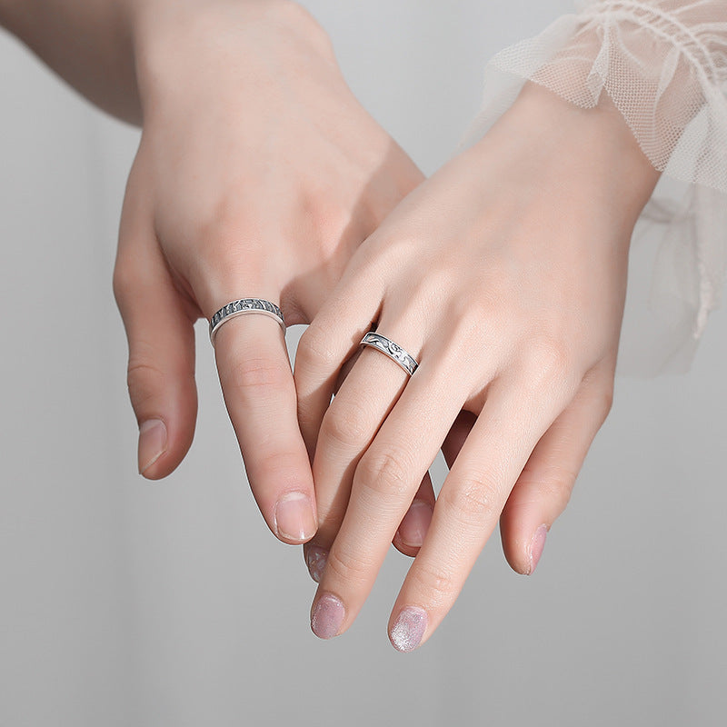 Adjustable Zodiac Animal Couple Rings Copper Fashion Matching Promise Rings for Him and Her Trendy Jewelry Set