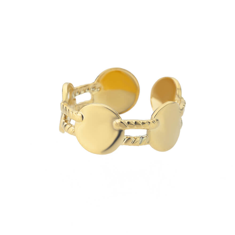 Womens Stainless Steel Ring Adjustable Geometric Open Ring Round Electroplated Jewelry for Women Everyday Wears