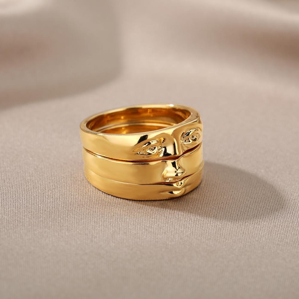 Womens Gold Plated Ring Vintage Cartoon Imitation Pearl Fashion Jewelry Cute Fun Ring For Girls Teens Great Gift Idea