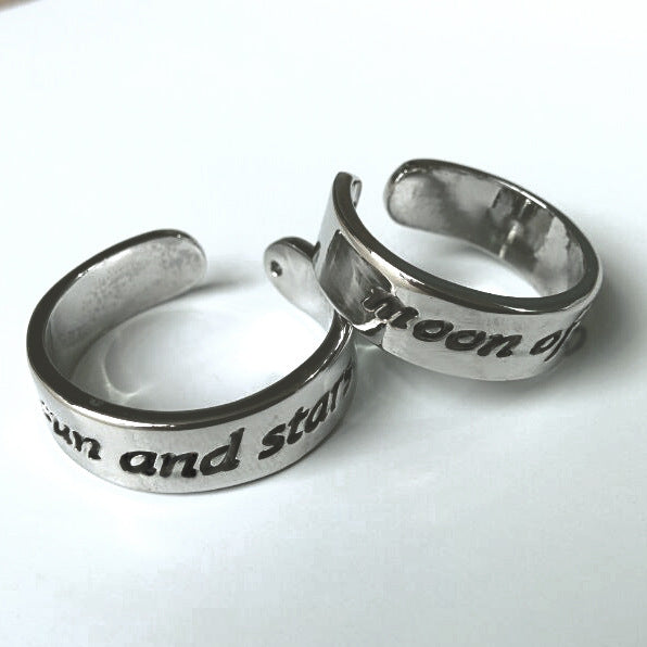 Unisex Vintage Ring Sun And Star Moon Of My Life Geometric Design Alloy Ring Silver Fashion Ring Geometric Sun