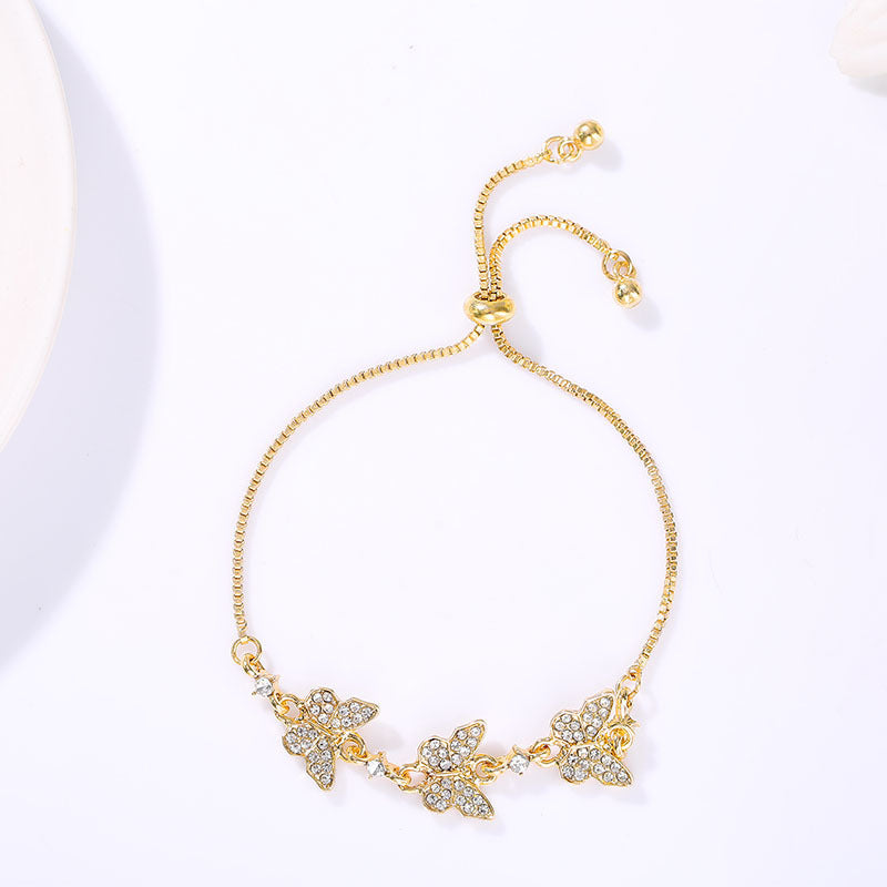 Womens Star Zircon Flower Bracelet Alloy Jewelry Gift