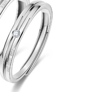 Adjustable Sterling Silver Couple Rings with English Letters Love Rings for Lovers Geometry Open Band Gift Pair