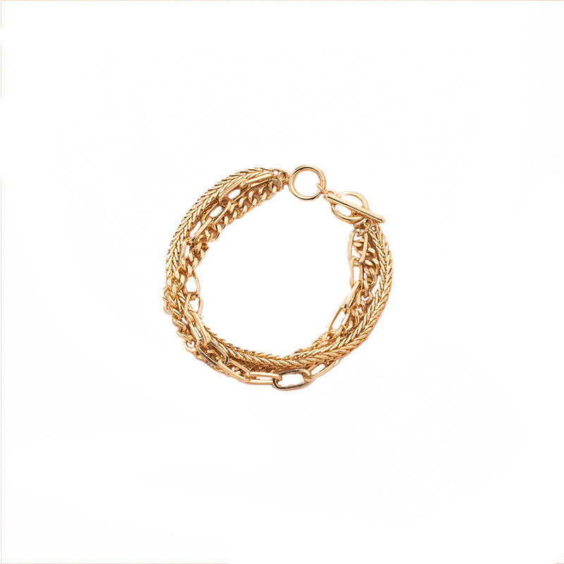 Alloy Chain Bracelet Multi Layer Geometric Design Ethnic Retro Gold Fashion Jewelry Gift Elegant Everyday Gift