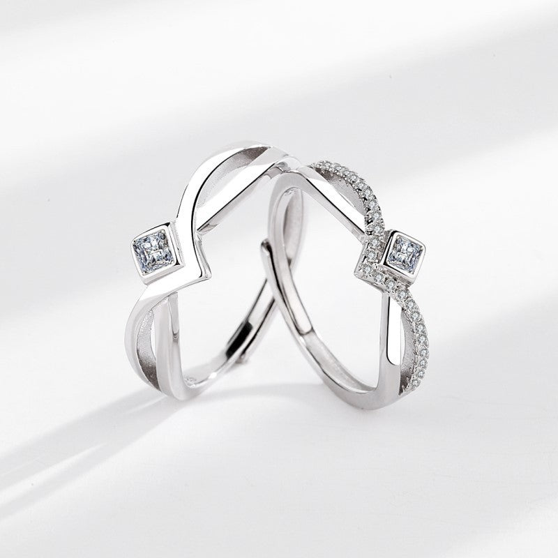 Adjustable Crown Design Couple Rings Sterling Silver Matching Promise Rings For Him And Her 925 Silver Electroplated