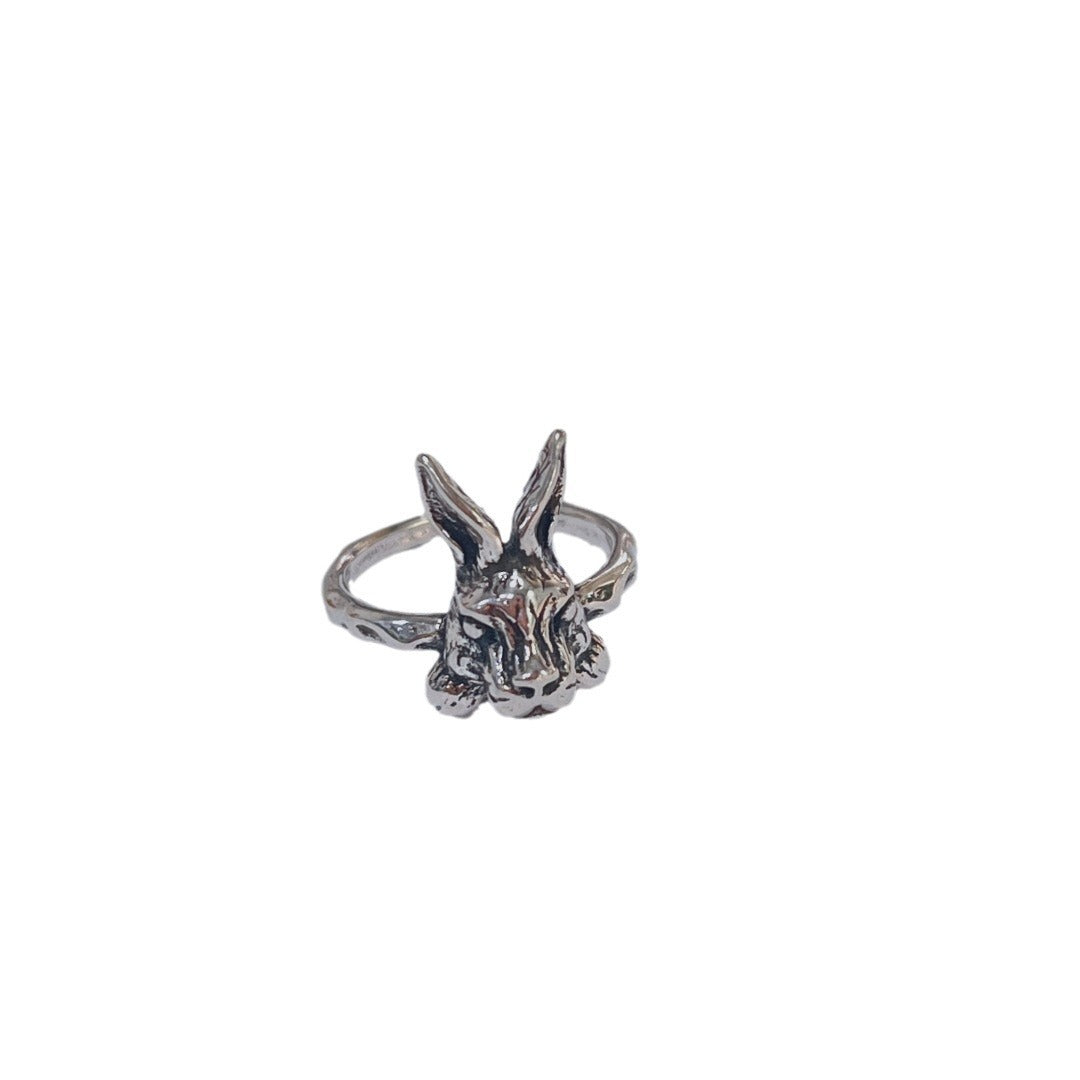 Unisex Adjustable Copper Rabbit Ring With Zodiac Animal Design Electroplated Thai Silver Finish Jewellery Gift