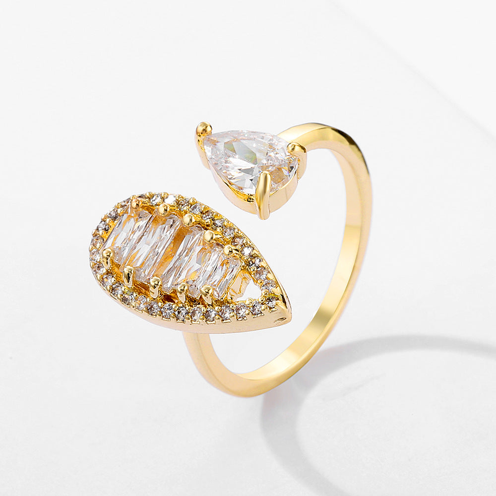 Womens Zircon Copper Geometric Ring Inlaid Fashion Jewelry Elegant Durable Statement Ring Versatile DesignsXXX