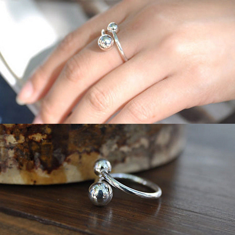 Adjustable Sterling Silver Bead Ring For Women Small Beads