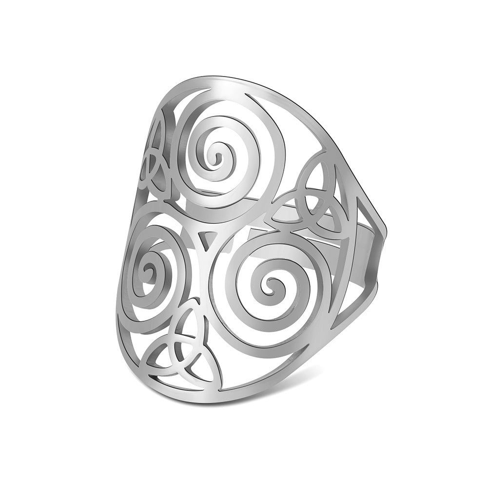 Stainless Steel Adjustable Ring For Women Hollow Pattern