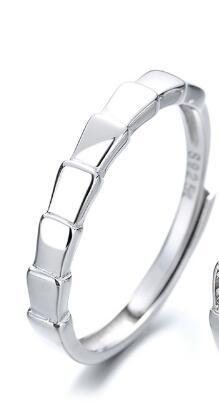 Bamboo Couple Rings Set For Him And Her Adjustable Silver Plated Open Rings Anniversary Jewelry Gift Ins Style