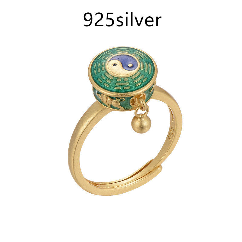 Buddhist Rotating Ring Six Character Mantra Turning Cylinder Copper Enamel Lotus Meditation Ring Transfer Ring