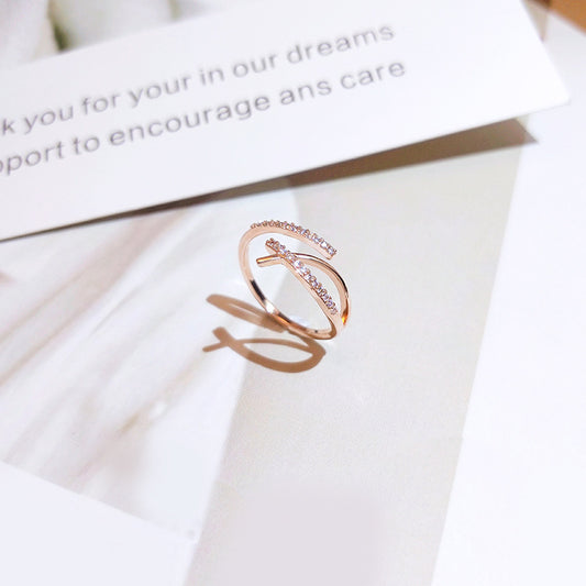 Adjustable Finger Ring With Multi Layer Winding Design Diamond Accent And Inlaid Artificial Gems For Daily Wear