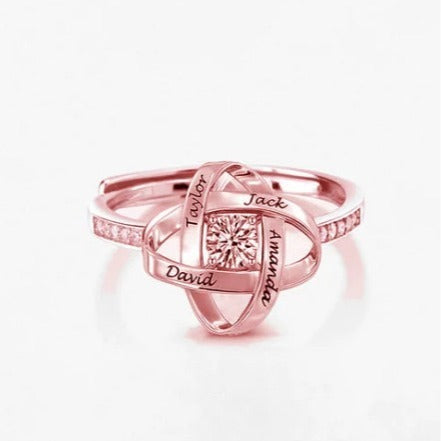 Womens Silver Clover Ring Adjustable Open Band Electroplated Personalized With Letters Numbers Or Text Unique