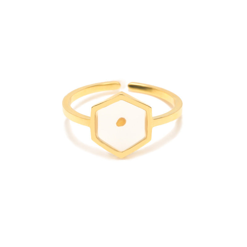 Adjustable Geometric Ring Copper Gold Silver Hexagon Ring For Women And Girls Trendy Fashion Jewelry Trending