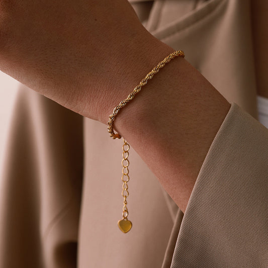 Womens Stainless Steel Peach Heart Bracelet Geometric Line