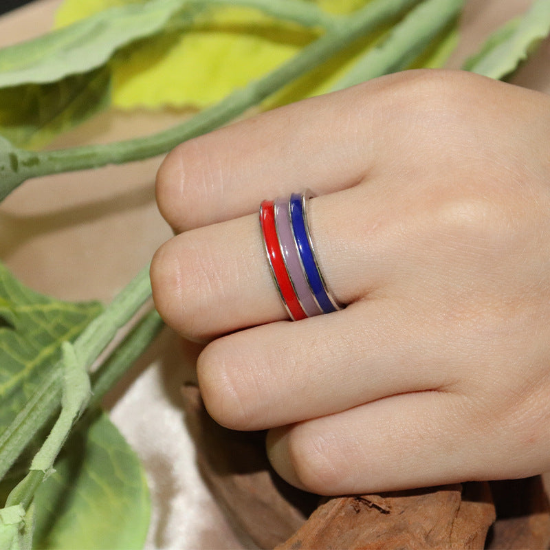 Bisexual Pride Alloy Ring LGBTQ Ally Jewelry Band for Men and Women Unisex Durable Fashion Accessory Gift Hypoallergenic