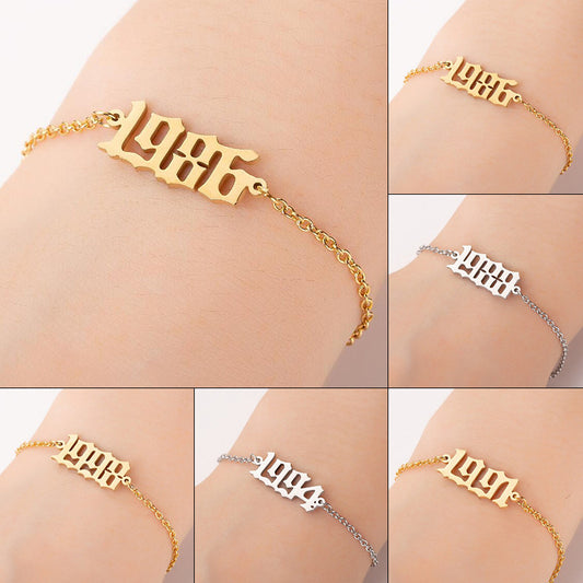 Womens Stainless Steel Bracelet Korean Fashion Design Natal Year Personalized Travel Souvenir Gift Gold Tone