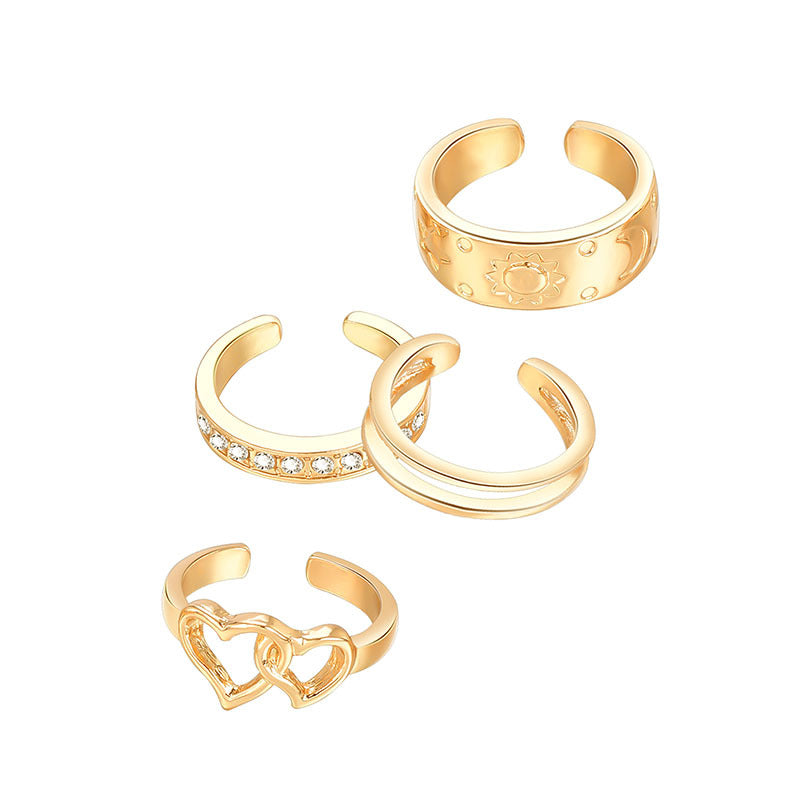 Womens Gold Plated Ring Set Knuckle Stackable Geometric Design Jewelry Trendy Rings Everyday Wear Modern Style