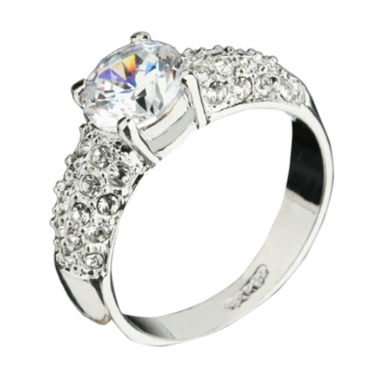 Womens Heart Shaped Ring European Design Gemstones Brass White Steel Alloy Fashion Jewelry Gift For Daily Wear