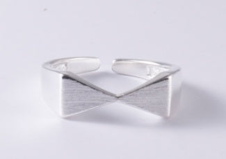 Silver Bow Ring Adjustable Geometric Ring Electroplated Finish For Anniversary Wedding Celebration Housewarming Gift