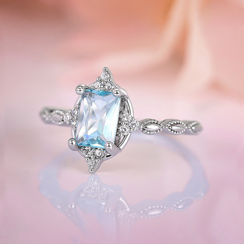 Crown Ring For Princess Small Zircon In White Copper