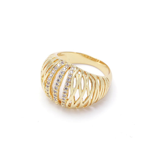 Zirconia Ring Birds Nest Shaped Geometric Copper Electroplated Fashion Jewelry For Daily Wear Special Occasions