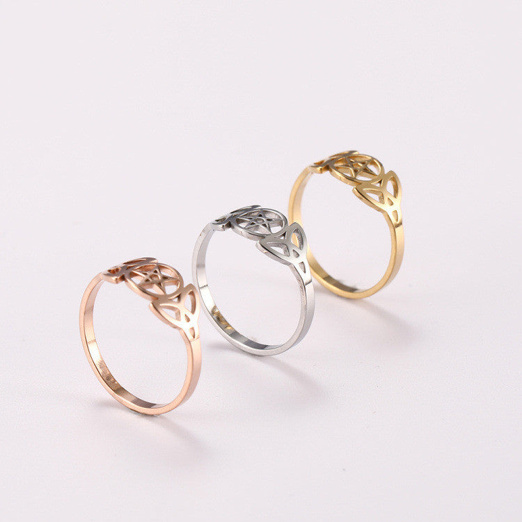 Women Stainless Steel Star Rings Round Bohemian Fashion Rings Retro Trendy Jewelry Gift for Her Nepal Inspired