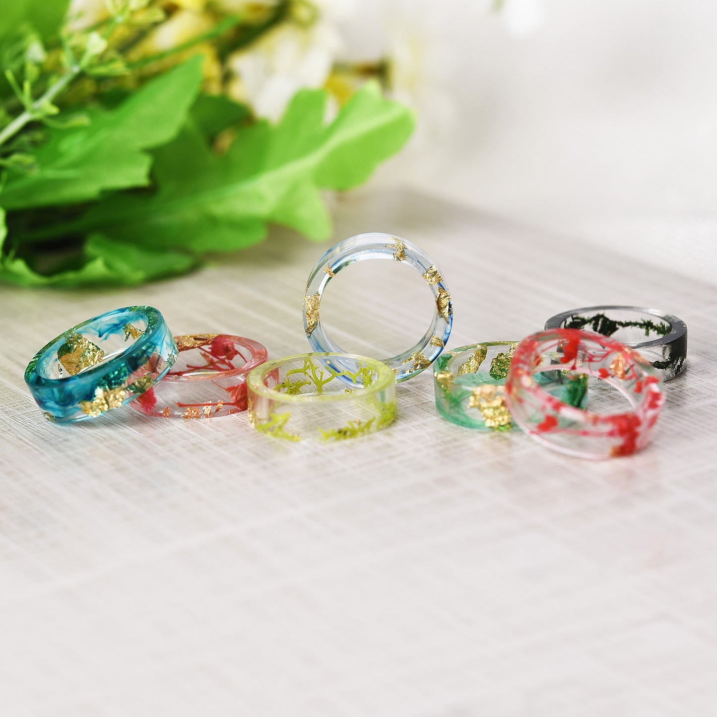 Womens Resin Ring With Dried Flower Encased Clear Botanical Jewelry Gift Elegant Everyday Wear Lightweight Now