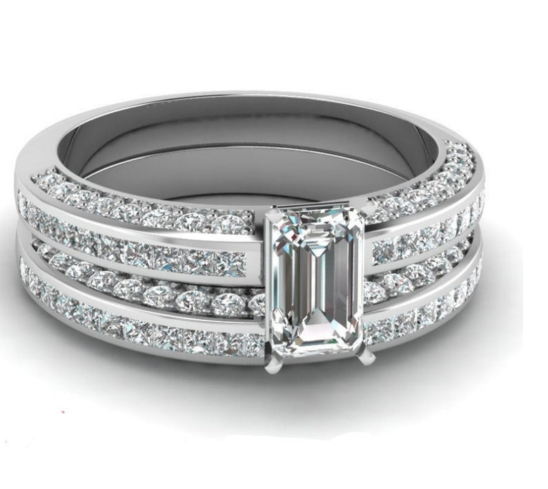 Silver Plated Zircon Ring Geometric Design For Women Elegant Diamond Look Silver Tone Jewelry Sizes 5 6 7 8 9 10 11 12