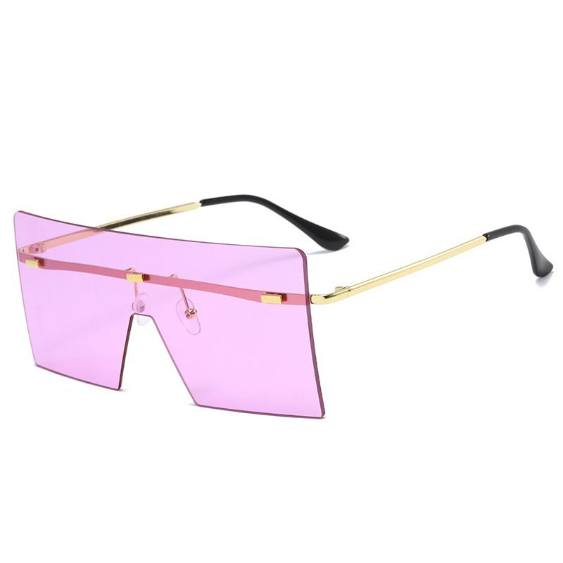 Womens Vintage Oversized Sunglasses Square Rimless UV400