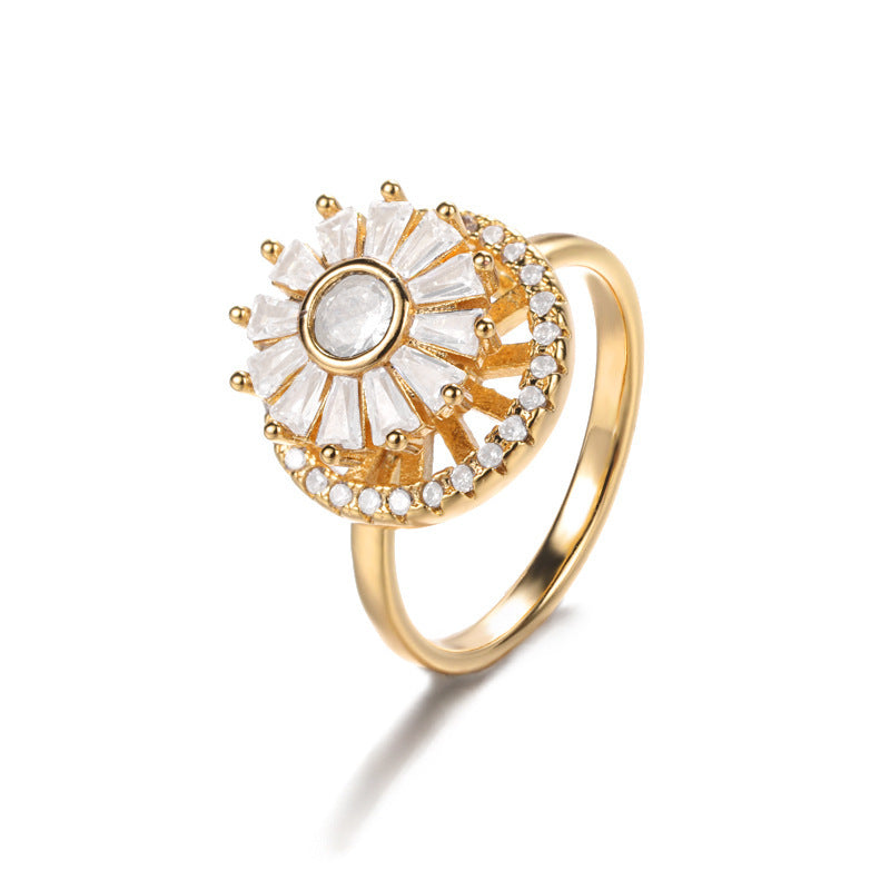 Womens Ring Time Copper Flower Adjustable Opening Gold 1 Platinum 1 Gold 2 Platinum 2 Gold 3 Platinum 3 Platinum 4