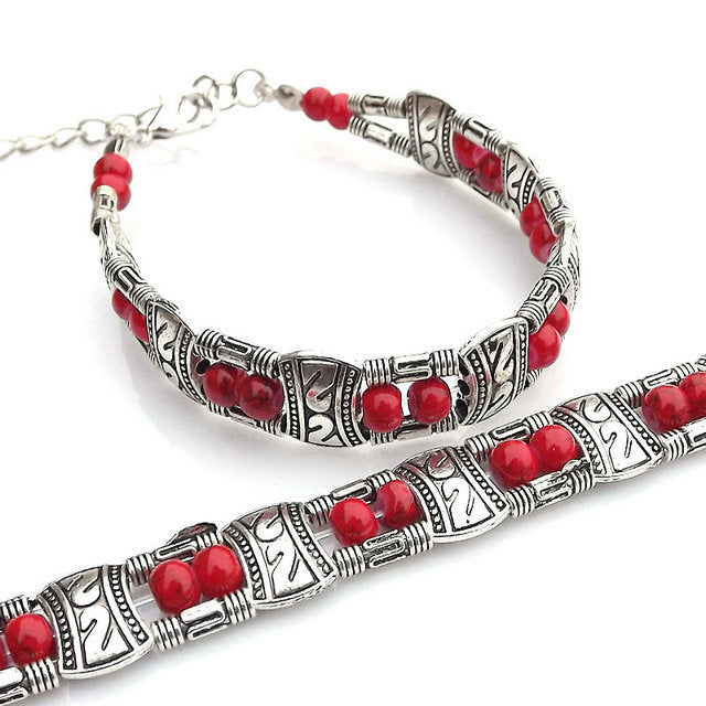 Womens Tibetan Beadwork Bracelet Electroplated Alloy Fashion Jewelry Accessory Beaded Design Bracelet Stylish