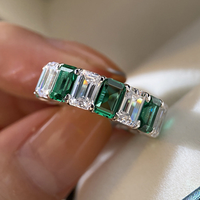 Womens Diamond Cut Zircon Ring Sterling Silver Inlaid Wedding Engagement Jewelry Elegant Gift For Her Style Up