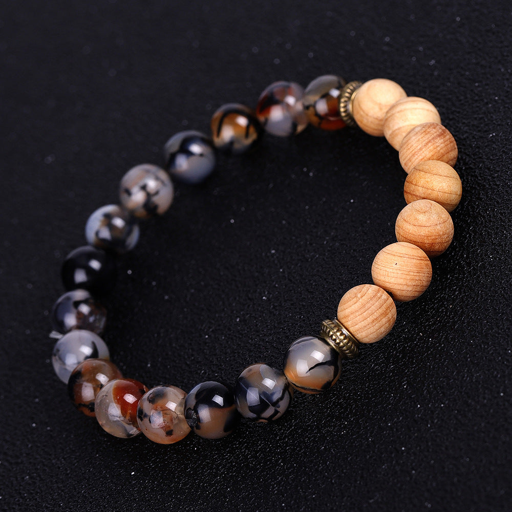Natural Stone Guardian Lucky Stone Bracelet With Lava Beads And Wood Beads For Men And Women Religion Totemism