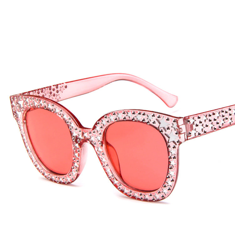 Women Cat Eye Sunglasses Star Embellished Resin Lens UV400