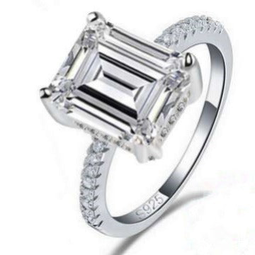 Womens Stone Inlaid Ring With Zircon Ice Flower And Eight Point Star Design Copper Band For Everyday Look Chic