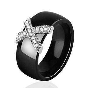 Ceramic Couple Ring Black White Geometric Unisex Band Durable Wedding Anniversary Gift For Partners Daily Wear